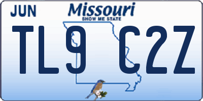 MO license plate TL9C2Z
