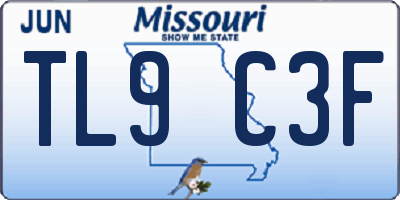 MO license plate TL9C3F