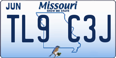 MO license plate TL9C3J