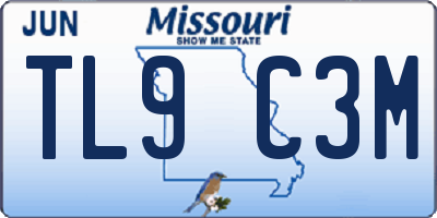 MO license plate TL9C3M