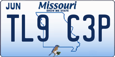 MO license plate TL9C3P