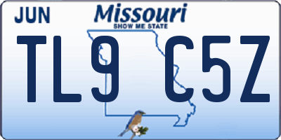 MO license plate TL9C5Z