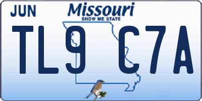 MO license plate TL9C7A