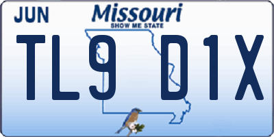 MO license plate TL9D1X