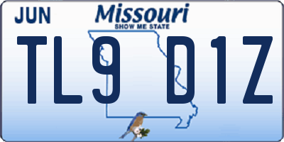 MO license plate TL9D1Z