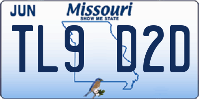 MO license plate TL9D2D
