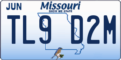 MO license plate TL9D2M
