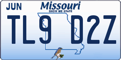 MO license plate TL9D2Z