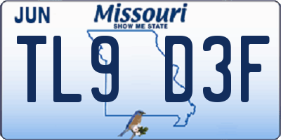 MO license plate TL9D3F