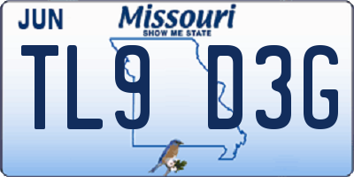 MO license plate TL9D3G