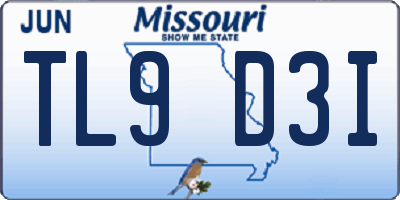 MO license plate TL9D3I