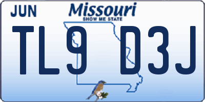 MO license plate TL9D3J