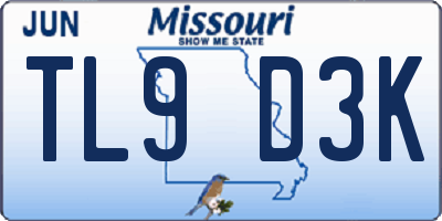 MO license plate TL9D3K