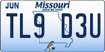 MO license plate TL9D3U
