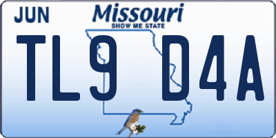 MO license plate TL9D4A