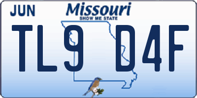 MO license plate TL9D4F