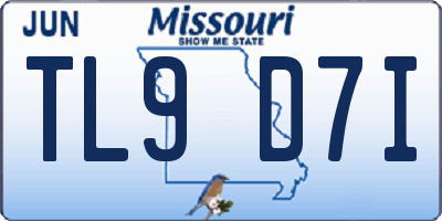 MO license plate TL9D7I