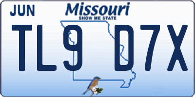 MO license plate TL9D7X