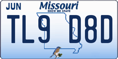MO license plate TL9D8D