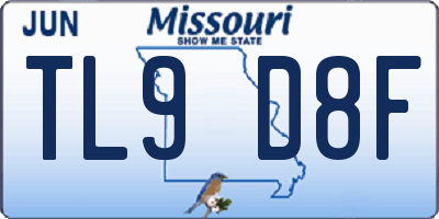 MO license plate TL9D8F