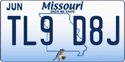 MO license plate TL9D8J