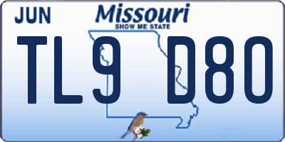 MO license plate TL9D8O