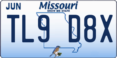 MO license plate TL9D8X