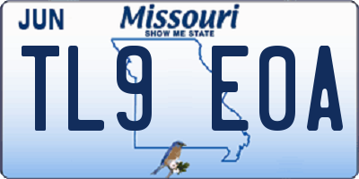 MO license plate TL9E0A