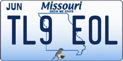 MO license plate TL9E0L