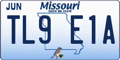 MO license plate TL9E1A