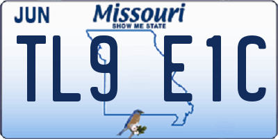 MO license plate TL9E1C