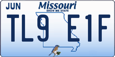 MO license plate TL9E1F