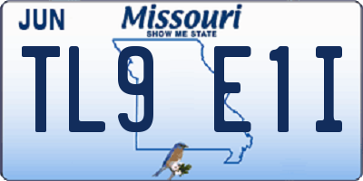 MO license plate TL9E1I