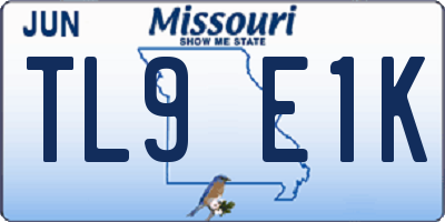 MO license plate TL9E1K