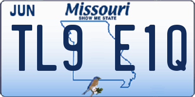 MO license plate TL9E1Q