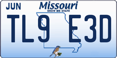 MO license plate TL9E3D