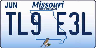 MO license plate TL9E3L