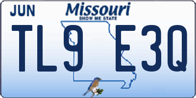 MO license plate TL9E3Q