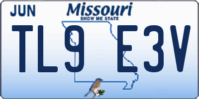 MO license plate TL9E3V