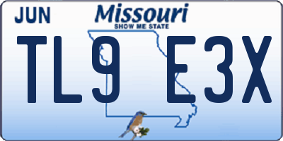 MO license plate TL9E3X