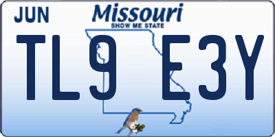 MO license plate TL9E3Y