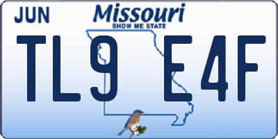 MO license plate TL9E4F