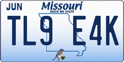 MO license plate TL9E4K