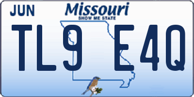MO license plate TL9E4Q