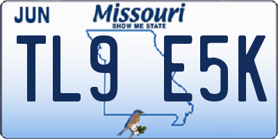 MO license plate TL9E5K