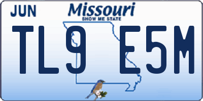 MO license plate TL9E5M