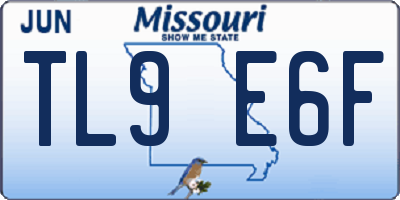 MO license plate TL9E6F