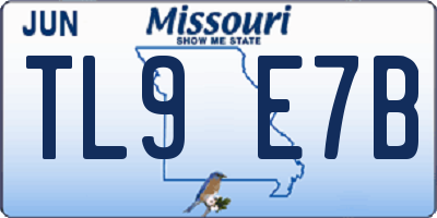 MO license plate TL9E7B