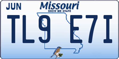 MO license plate TL9E7I
