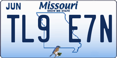 MO license plate TL9E7N